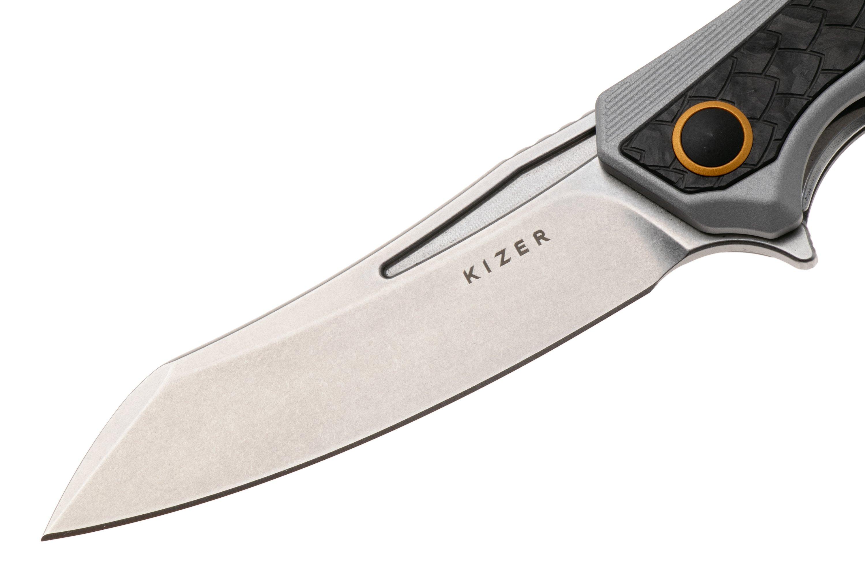 Kizer Draca KI4751A1 Stonewashed S45VN, Aluminum & Carbon Fiber, pocket ...