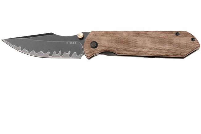 Bild für Kizer Harpoon Fold Ki4784A4 Acid Washed 3-Layer Composite, Titanium & Norplex UltreX Micarta, Taschenmesser, Maverick Customs Design