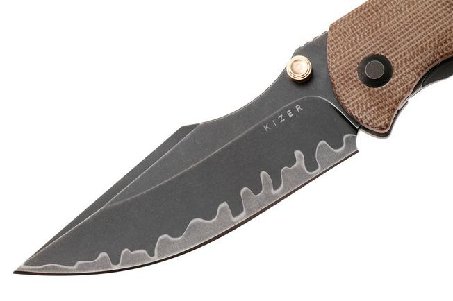 Bild für Kizer Harpoon Fold Ki4784A4 Acid Washed 3-Layer Composite, Titanium & Norplex UltreX Micarta, Taschenmesser, Maverick Customs Design