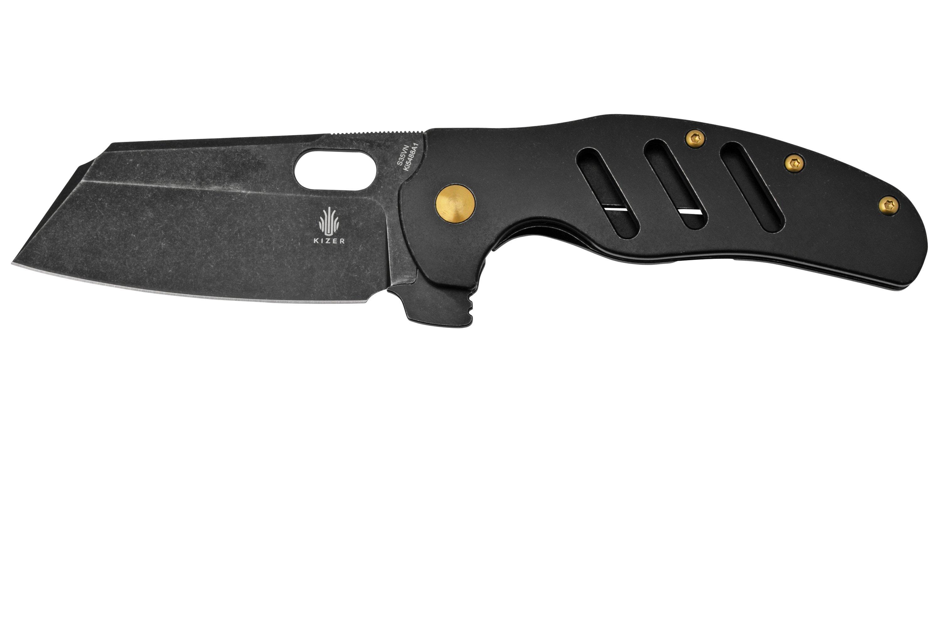 Kizer C01C Sheepdog XL 5488A1 Blackwashed S35VN, Black Titanium, pocket