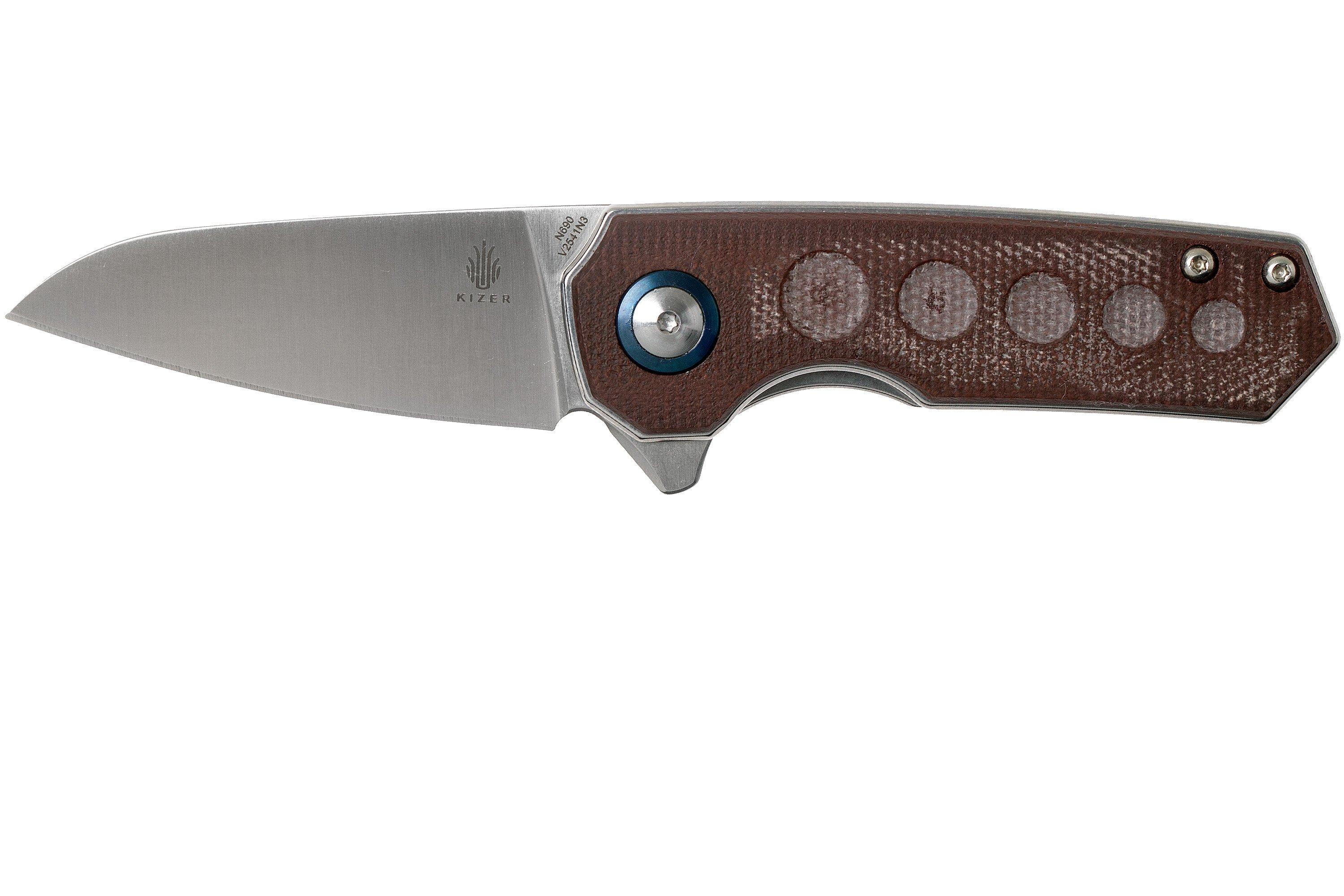 Kizer Lieb V2541N3 Micarta pocket knife, Azo design Advantageously