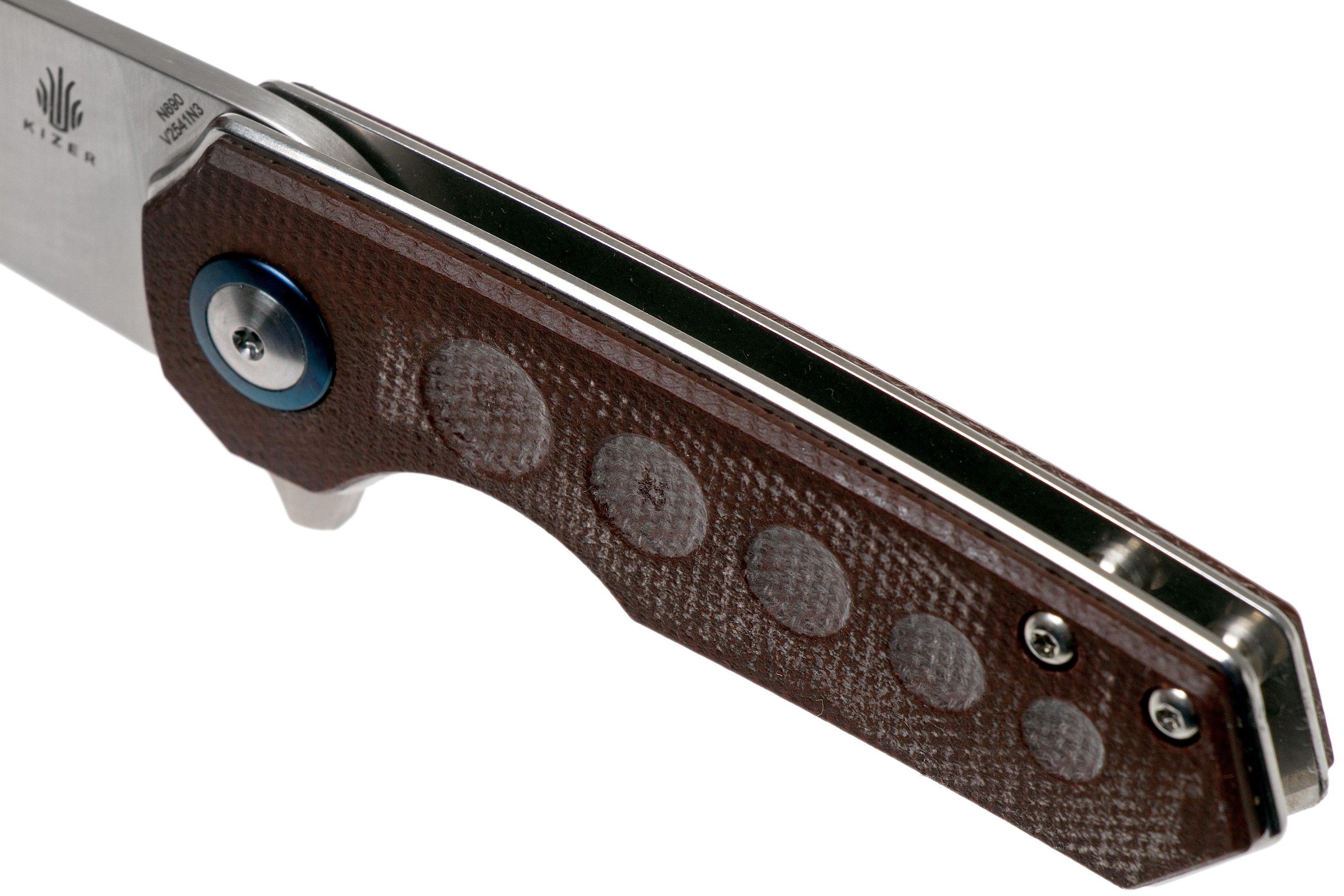 Kizer Lieb V2541N3 Micarta pocket knife, Azo design Advantageously