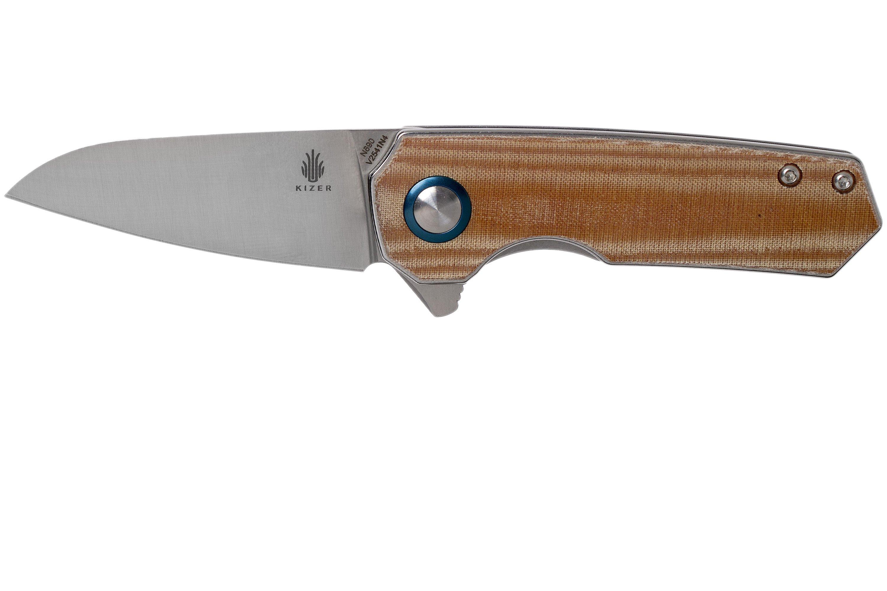 Kizer Lieb V2541N4 Brown Micarta pocket knife, Azo design