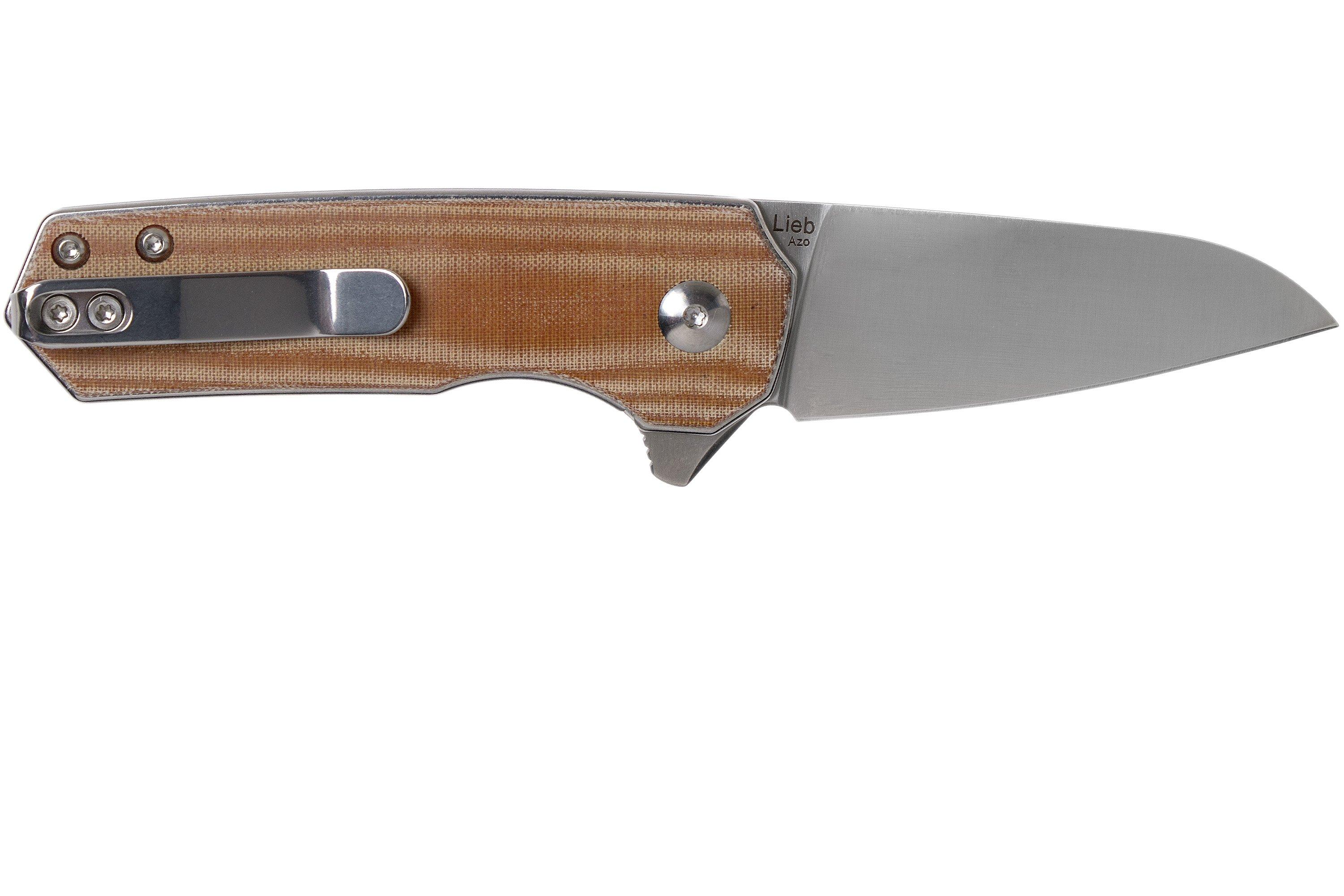Kizer Lieb V2541N4 Brown Micarta pocket knife, Azo design 