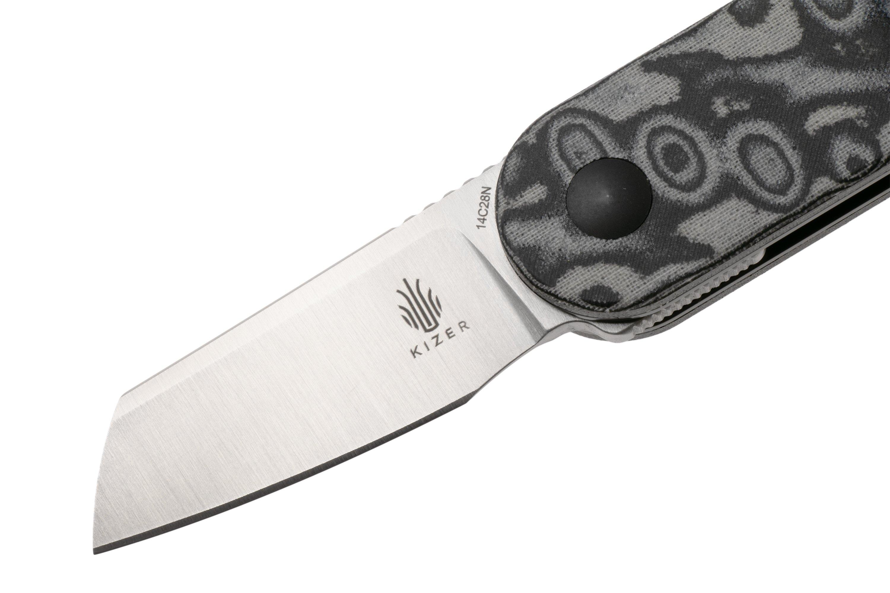 Kizer Vanguard Mini Bay V2583A6 Satin 14C28N, Vortex Pattern Micarta ...