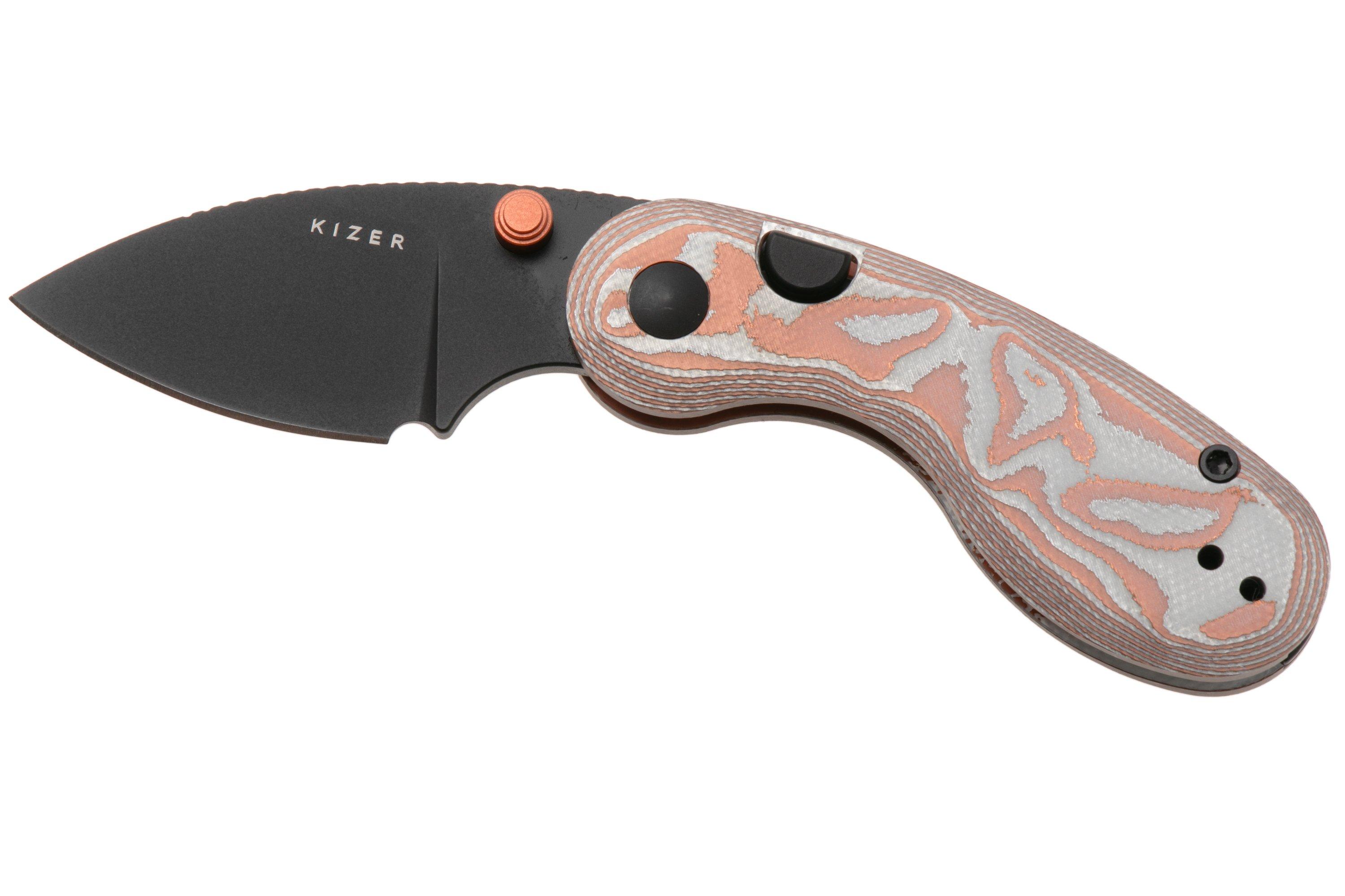 Kizer Microbe V2742A12, Black PVD 14C28N, Pink/White GFN pocket knife ...