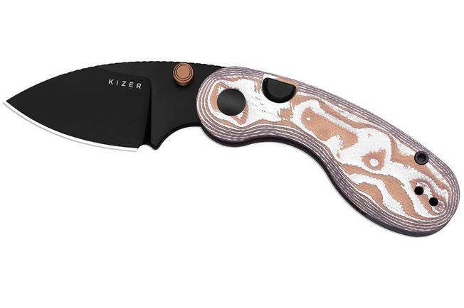 Image pour Kizer Microbe V2742A12, Black PVD 14C28N, Pink/White GFN, couteau de poche, Maksim Epifantsev design