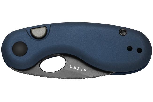 Obraz dla Nóż składany Kizer Microbe V2742A1 Gray Stonewashed, Blue Aluminum, projekt Maksim Epifantsev