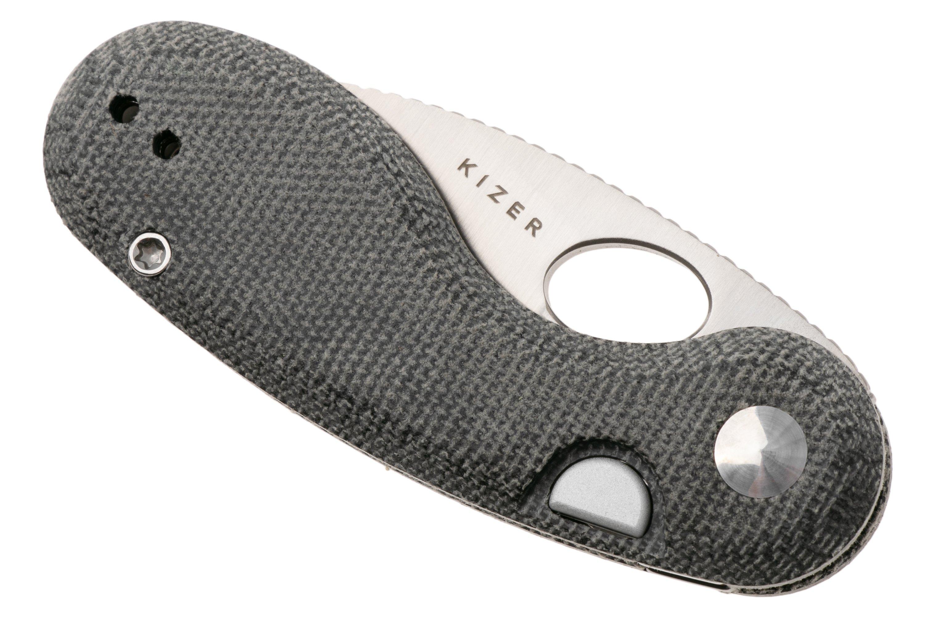 Kizer Microbe V2742A2 Satin, Norplex UltreX Micarta, zakmes