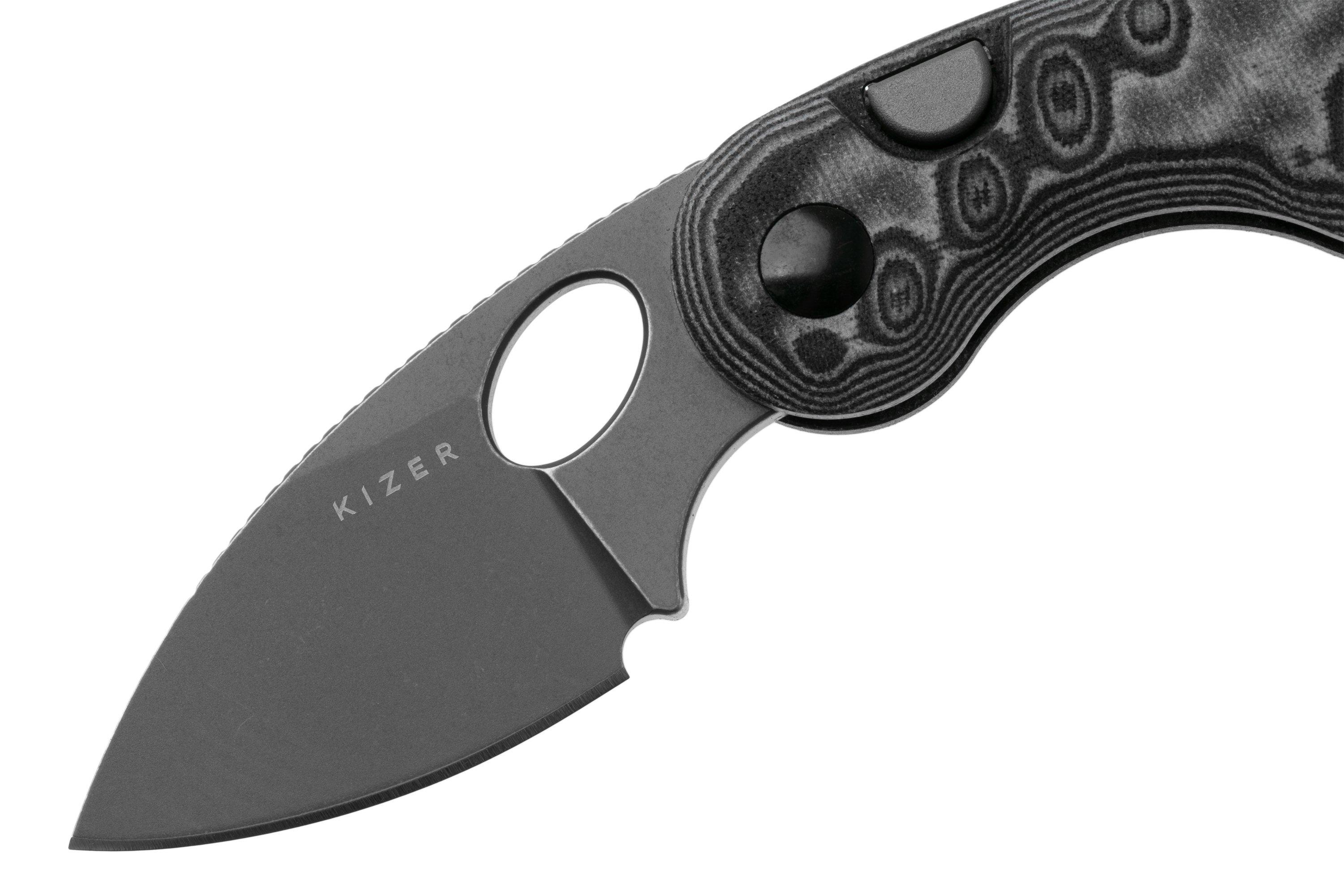 Kizer Microbe V2742A5 Gray Stonewashed, Vortex Micarta, pocket knife ...