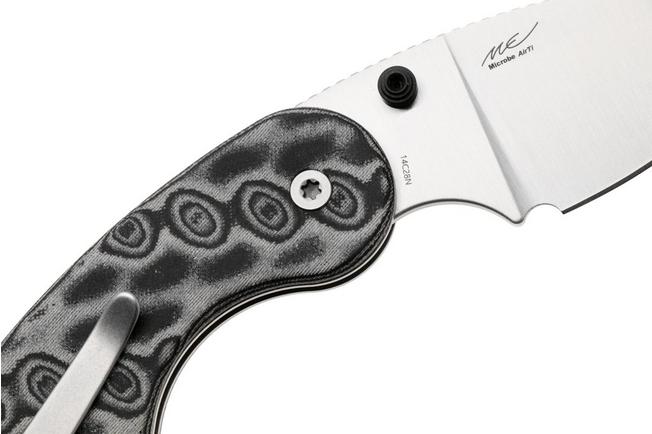 Obraz dla Nóż składany Kizer Microbe DSJ AirTi V2742DSJA2, Satin 14C28N, Vortex Pattern Micarta, projekt Maksim Epifantsev