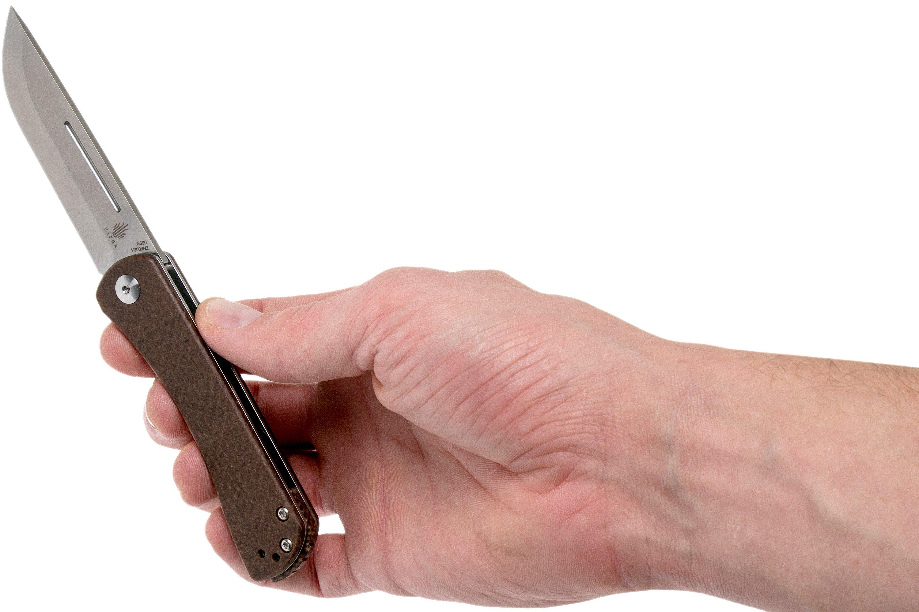 Kizer Pinch V3009N2 Brown Micarta navaja, Rolf Helbig Design Compras