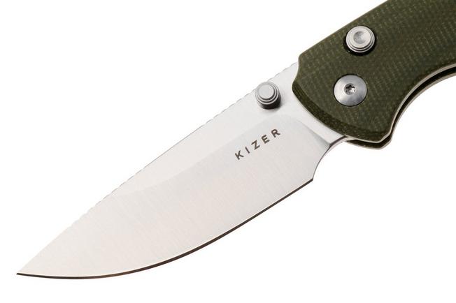 Afbeelding voor Kizer Vanguard Task 1 BD V3490.2BA1 Satin Nitro-V, OD Green Micarta, zakmes, Ulrich Hennecke design