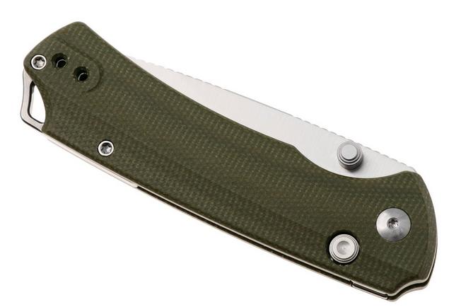 Afbeelding voor Kizer Vanguard Task 1 BD V3490.2BA1 Satin Nitro-V, OD Green Micarta, zakmes, Ulrich Hennecke design