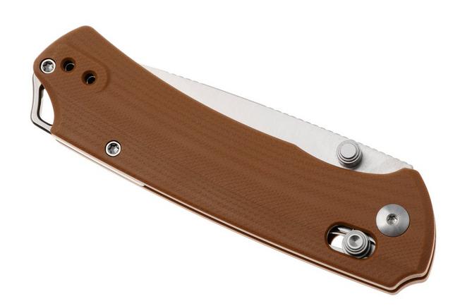 Afbeelding voor Kizer Vanguard Task 1 CD V3490.2CA2 Satin Nitro-V, Brown G10, zakmes, Ulrich Hennecke design