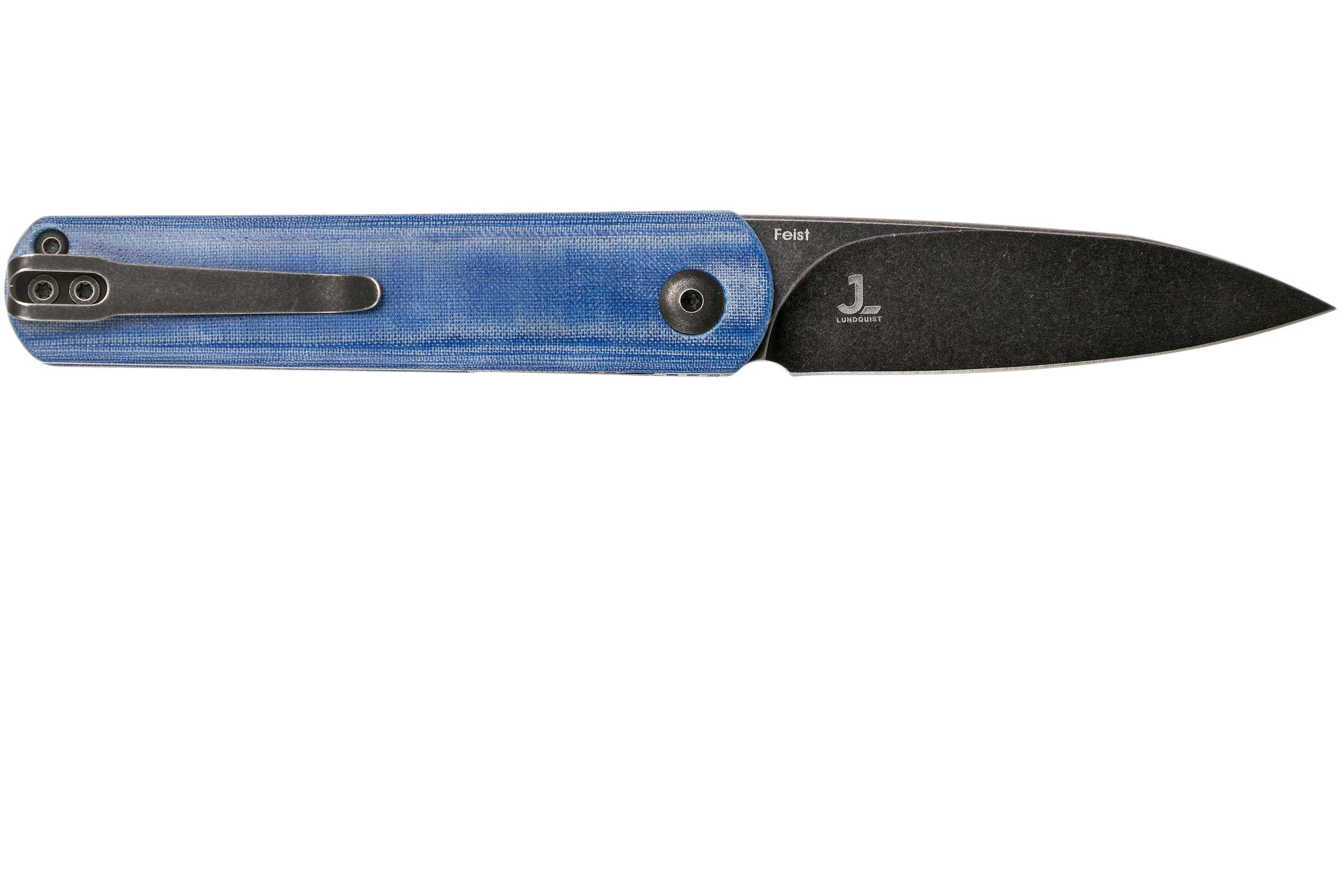 Kizer Feist V3499C2 Blackwashed 154CM, Denim Blue Micarta, pocket knife ...