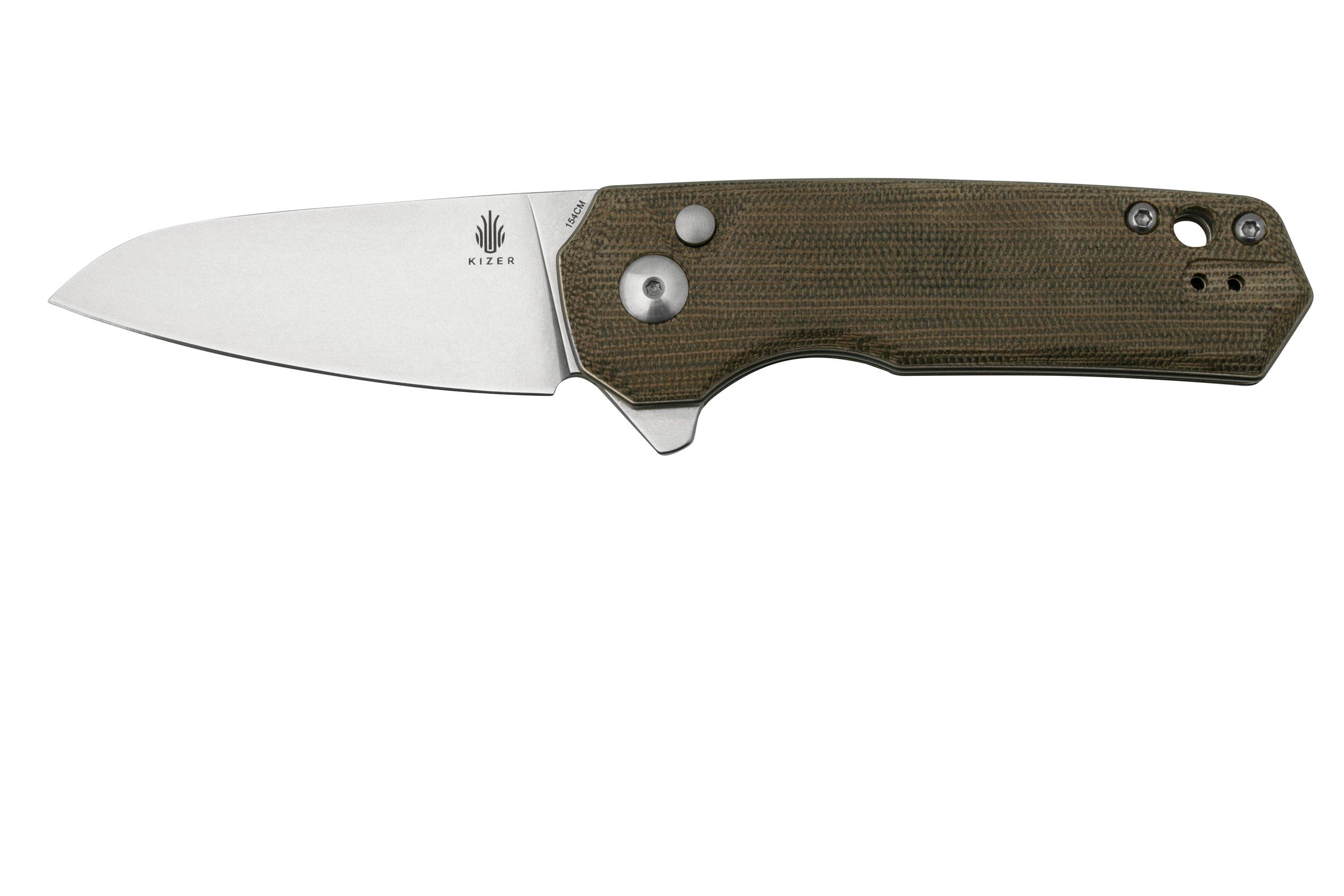 Kizer Lieb M V3541C1, Green Micarta, 154CM pocket knife, Azo design