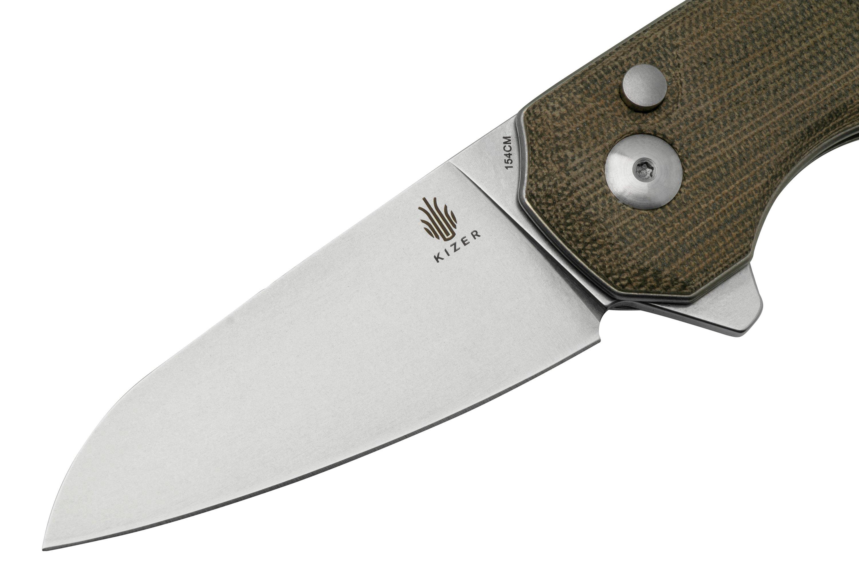 Kizer Lieb M V3541C1, Green Micarta, 154CM pocket knife, Azo design