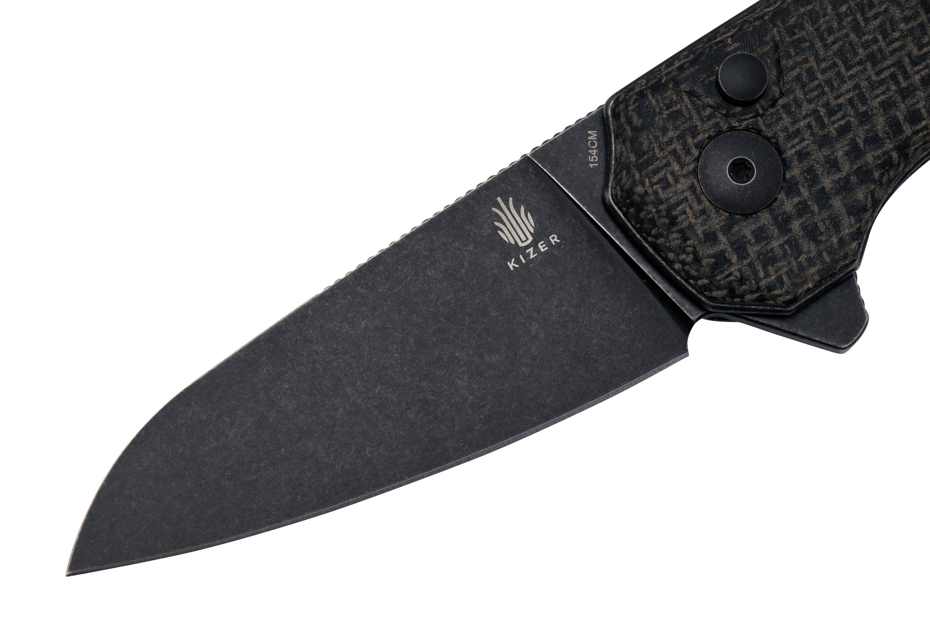 Kizer Lieb M V3541C2, Green Micarta, Black 154CM pocket knife, Azo