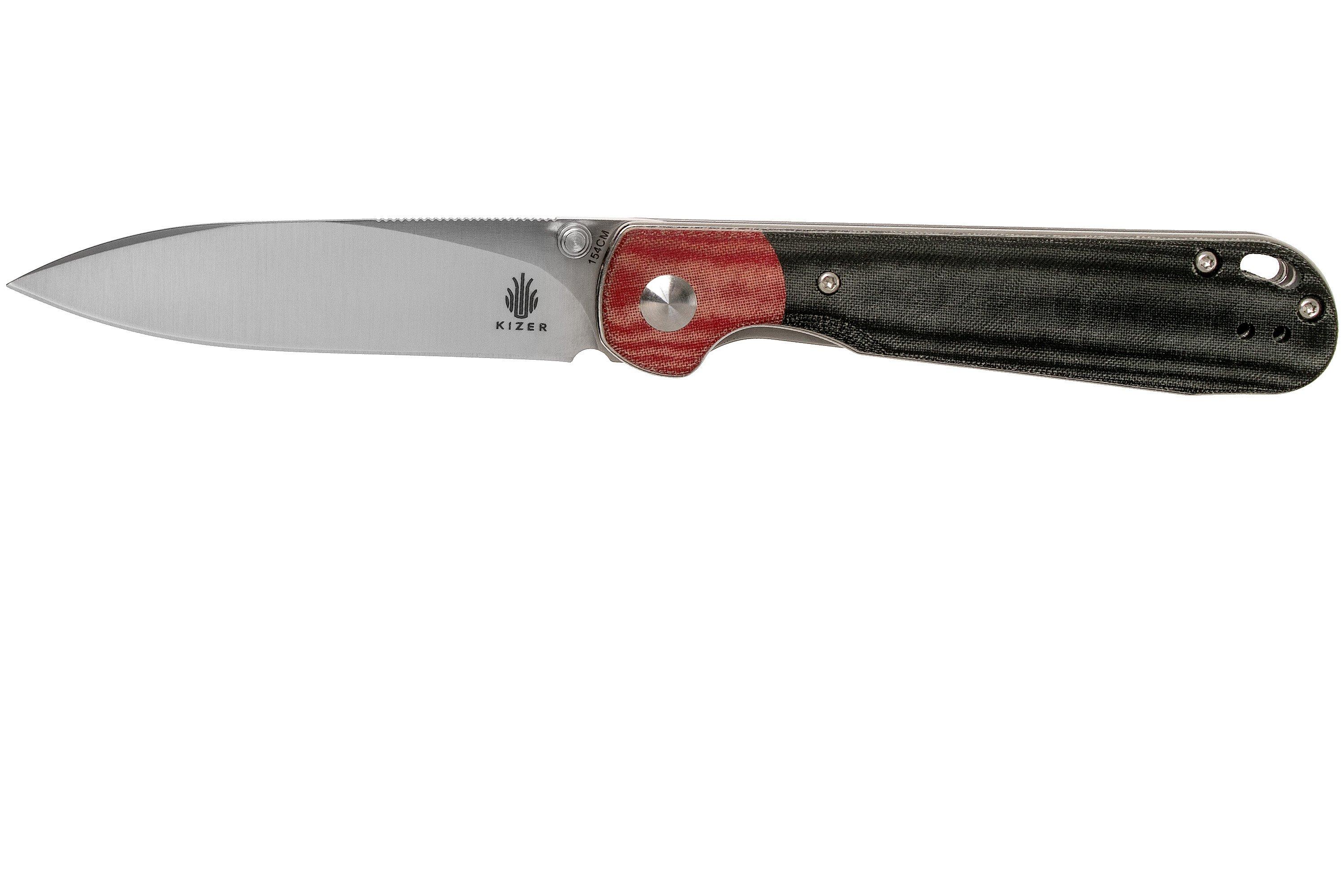 Kizer PPY V3587C1 154CM, Red and Black Micarta, pocket knife, Azo design Advantageously