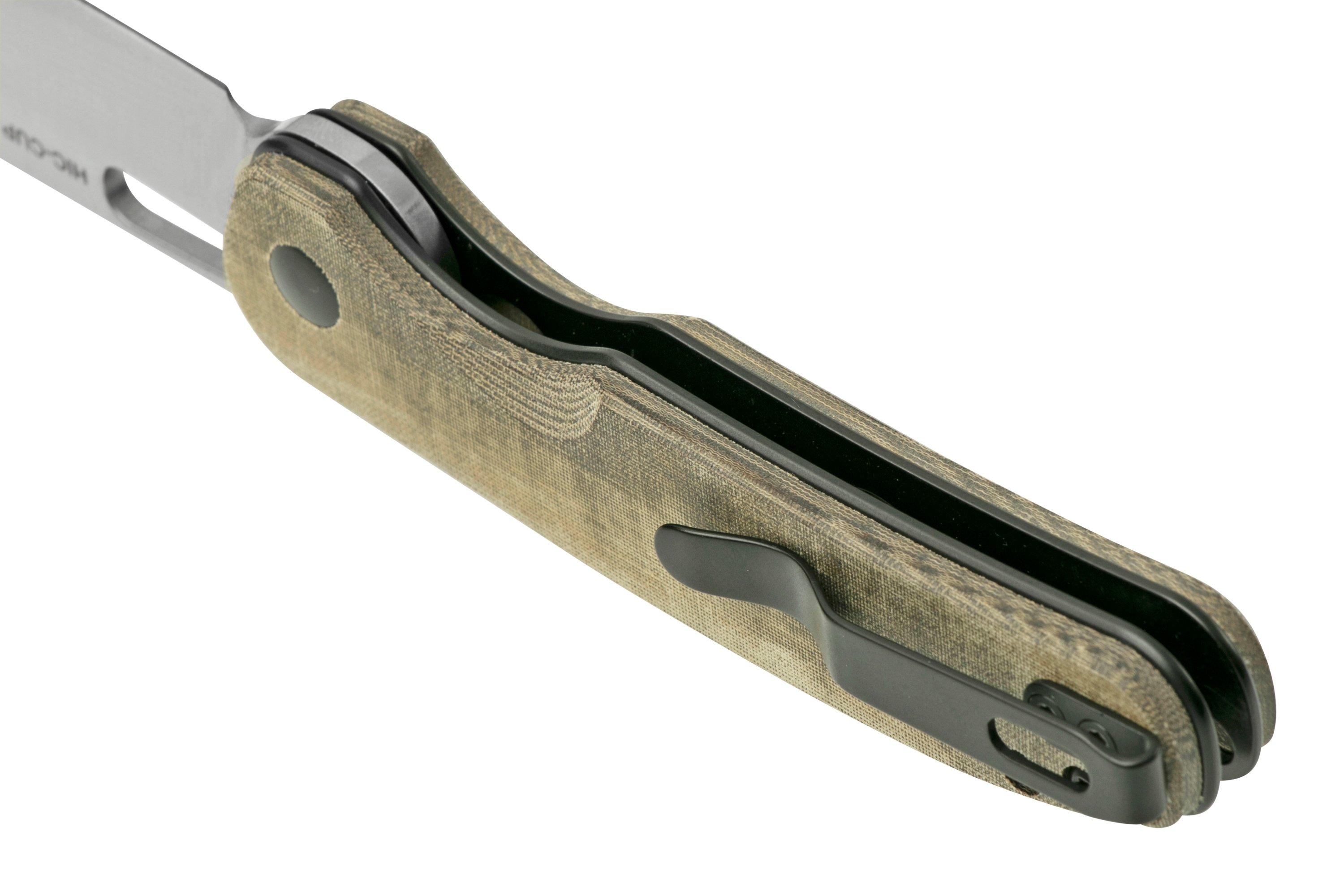 Kizer Vanguard HIC-CUP V3606C1, Button Lock Green Micarta zakmes, Azo ...
