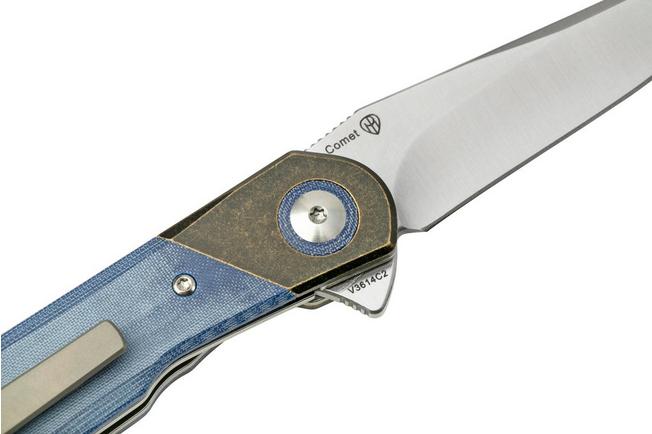 Kizer Comet V3614C2 Brass & Blue Micarta, pocket knife