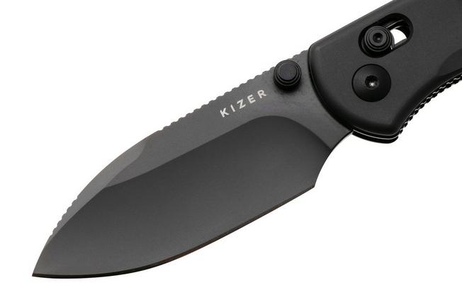 Afbeelding voor Kizer Vanguard Drop Bear 2 V3619-2KD2, Black DLC Nitro-V, Black Aluminum zakmes, Azo design