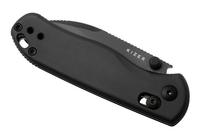 Afbeelding voor Kizer Vanguard Drop Bear 2 V3619-2KD2, Black DLC Nitro-V, Black Aluminum zakmes, Azo design