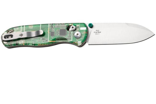 Afbeelding voor Kizer Drop Bear PCB Clutch Lock V3619A18 Satin Nitro-V, Green Resin & PCB, Limited Edition zakmes