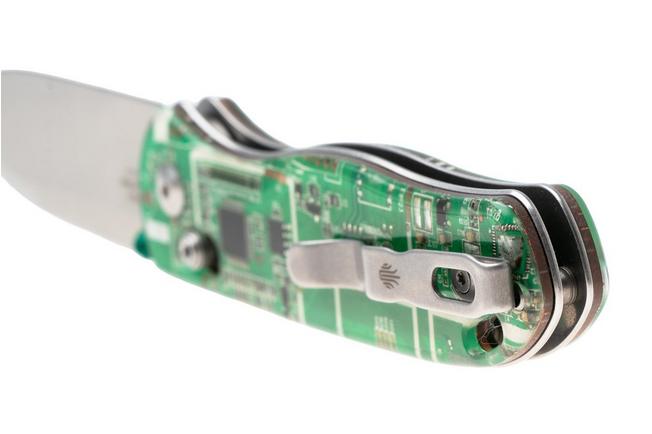 Afbeelding voor Kizer Drop Bear PCB Clutch Lock V3619A18 Satin Nitro-V, Green Resin & PCB, Limited Edition zakmes