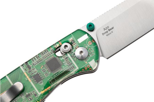 Afbeelding voor Kizer Drop Bear PCB Clutch Lock V3619A18 Satin Nitro-V, Green Resin & PCB, Limited Edition zakmes