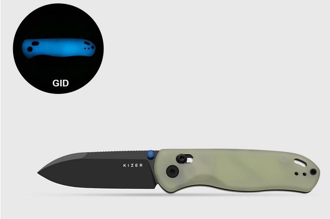 Image pour Kizer Vanguard Drop Bear V3619A21 PVD Nitro-V, Glow In The Dark G10, couteau de poche, Azo design