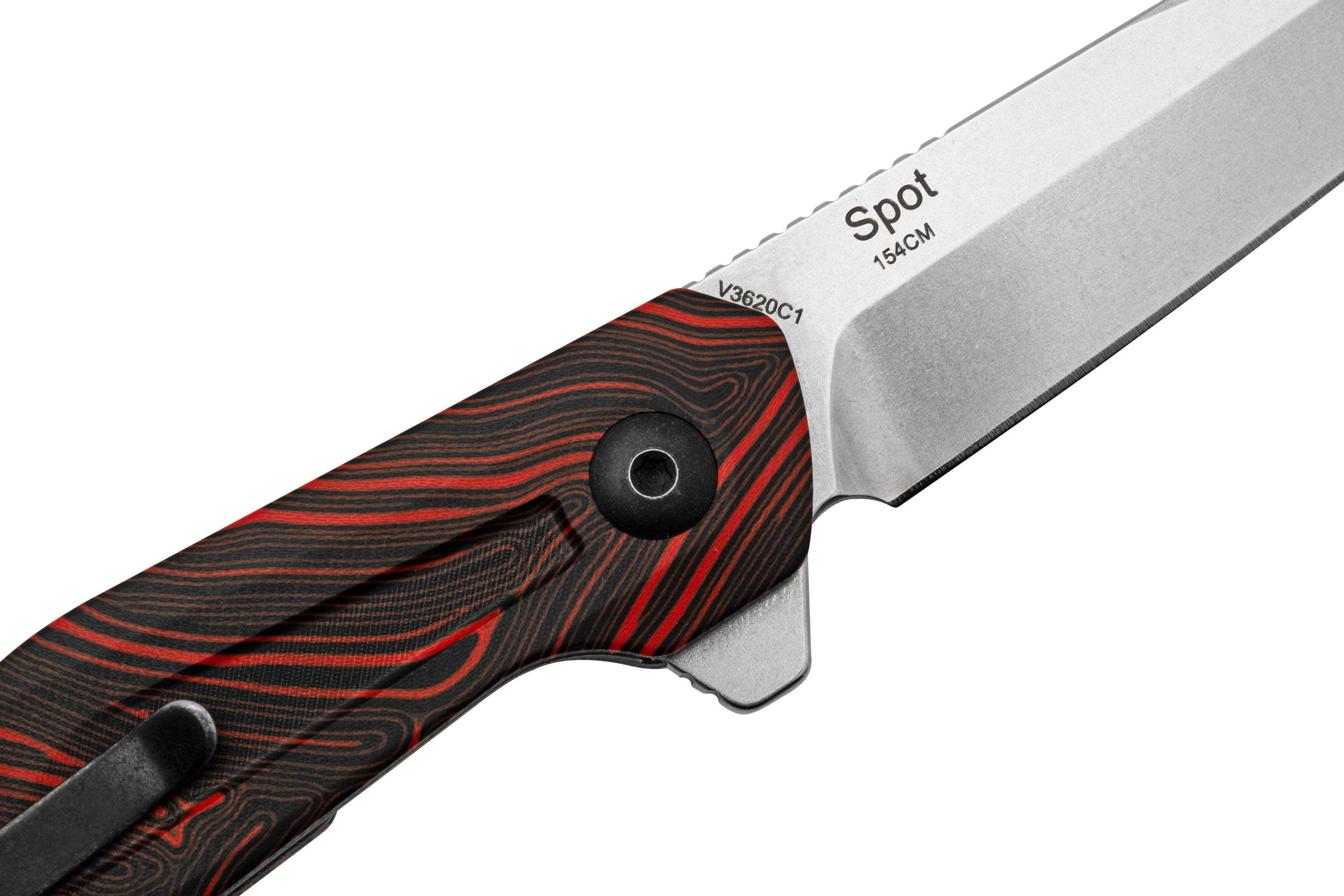Kizer Spot V3620C1 154CM Red Black Damascus G10 pocket knife Advantageously shopping at Knivesandtools