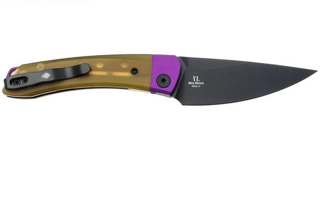 Afbeelding voor Kizer Vanguard Mini Momo V3663A1 Black 154CM, Yellow Ultem, zakmes, Vladimir Legachev design