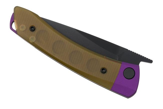 Afbeelding voor Kizer Vanguard Mini Momo V3663A1 Black 154CM, Yellow Ultem, zakmes, Vladimir Legachev design