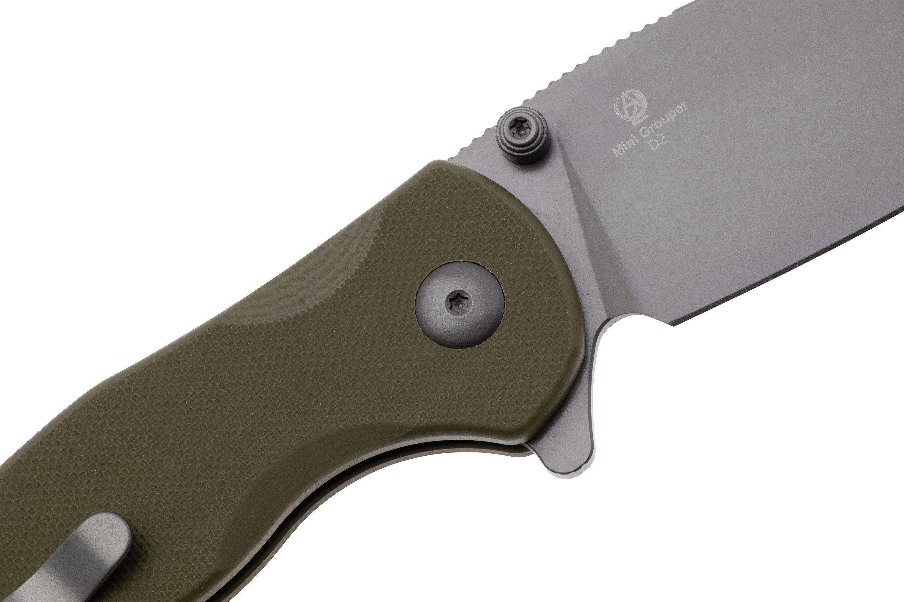 Kizer Vanguard Mini Grouper V3669A3 Grey D2, Olive Green G10