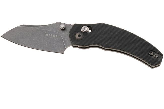 Afbeelding voor Kizer Vanguard Mini Bulldog V3672SA2 Gray PVD Stonewashed Nitro-V, Gray Micarta, zakmes, O.SHO design