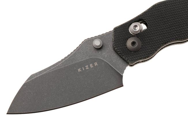 Afbeelding voor Kizer Vanguard Mini Bulldog V3672SA2 Gray PVD Stonewashed Nitro-V, Gray Micarta, zakmes, O.SHO design