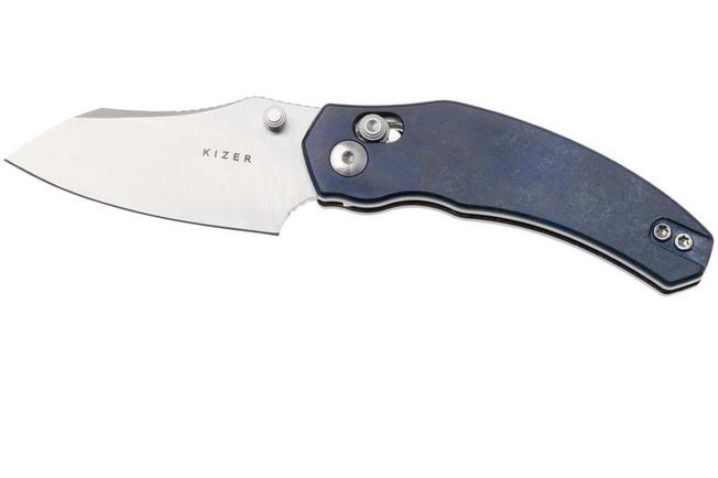 Afbeelding voor Kizer Vanguard Mini Bulldog V3672SA3 Satin Nitro-V, Blue Canyon Richtlite, zakmes. O.SHO design