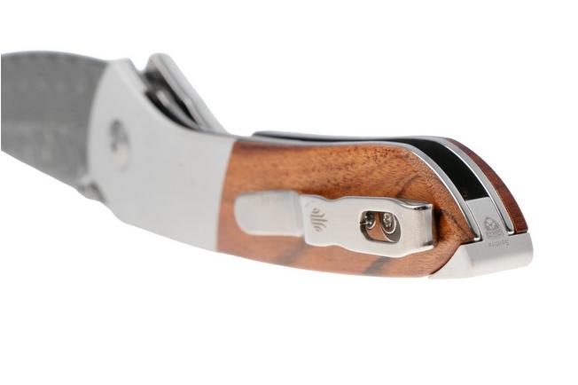 Afbeelding voor Kizer Vanguard Spitfire V3690A3 Acid Washed Damascus, Aluminium Mkuruti Wood Inlay, zakmes