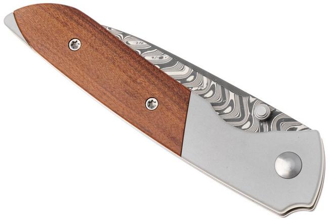 Afbeelding voor Kizer Vanguard Spitfire V3690A3 Acid Washed Damascus, Aluminium Mkuruti Wood Inlay, zakmes