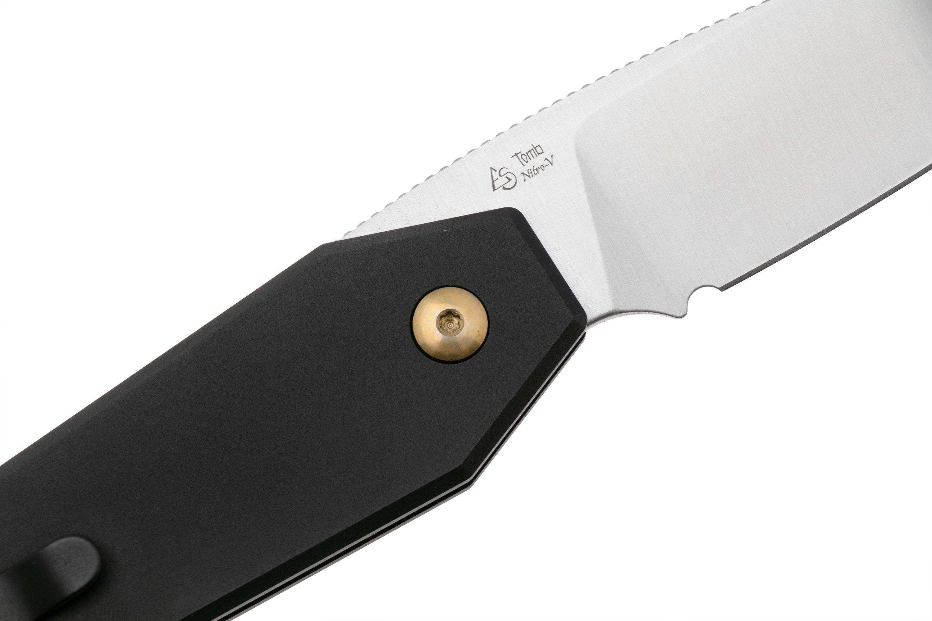 Kizer Tomb V3692A2, Satin Nitro-V, Black Aluminum pocket knife
