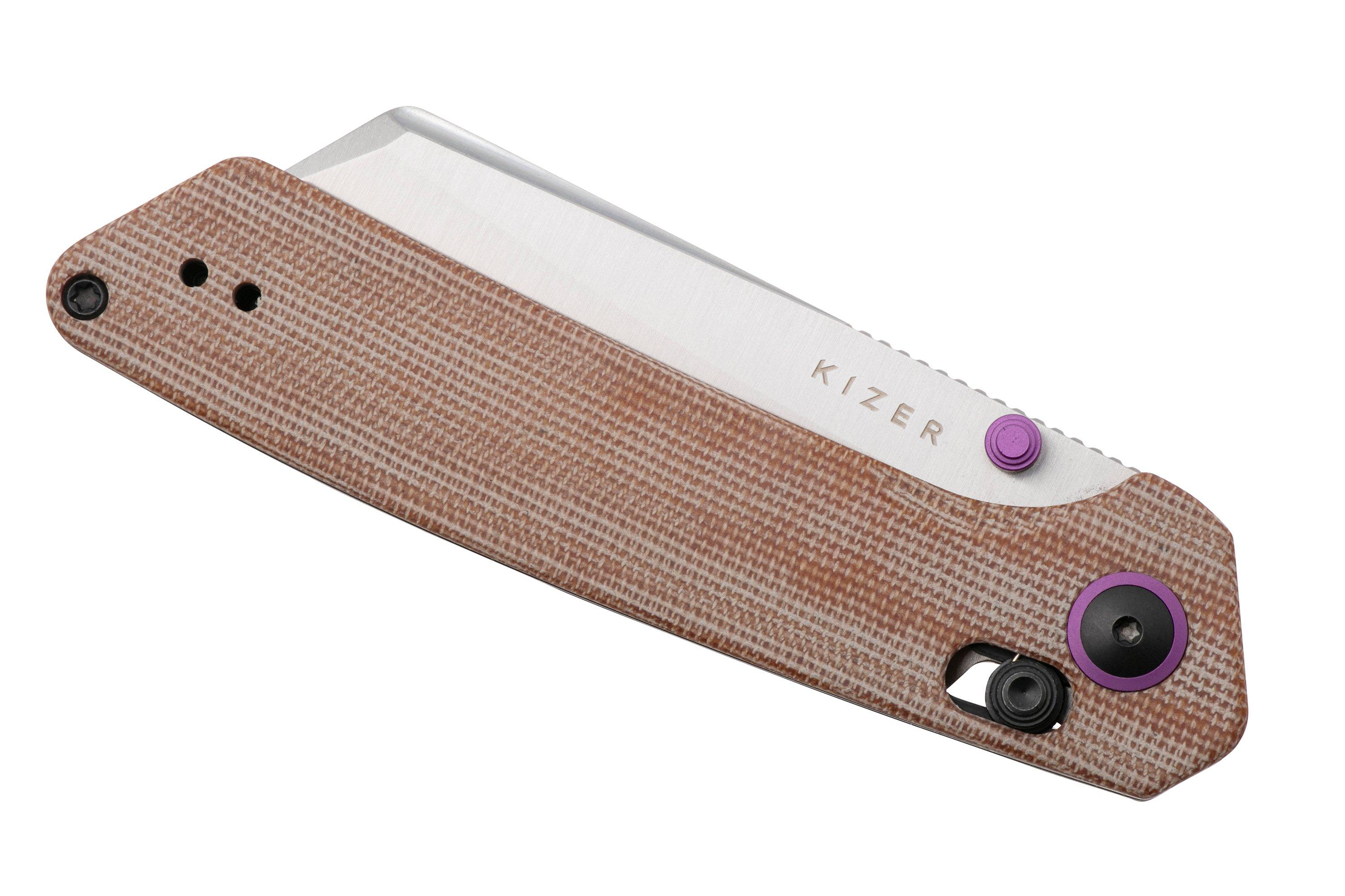Kizer Madrac V3693A2 Satin Nitro-V, Brown Micarta pocket knife