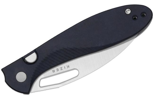 Bild für Kizer Masu V3697A1, Satin 14C28N, Blue Canyon Richlite Taschenmesser, Caleb Waldman Design