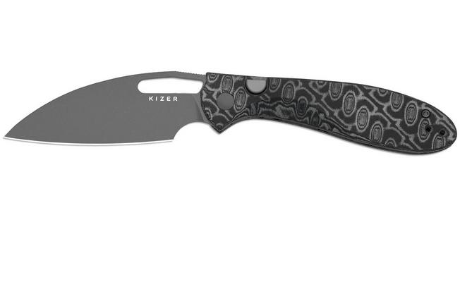 Bild für Kizer Masu V3697A2, Gray PVD 14C28N, Vortex Pattern Micarta Taschenmesser, Caleb Waldman Design
