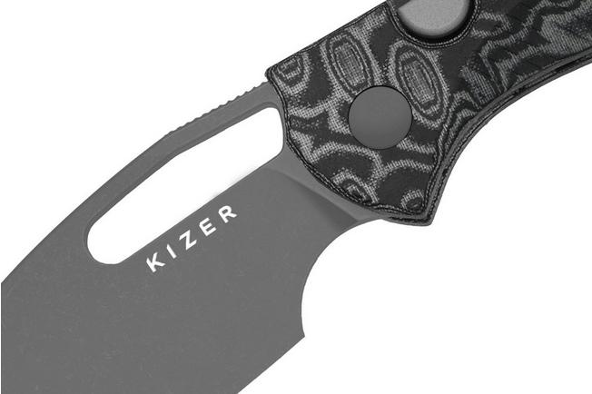 Bild für Kizer Masu V3697A2, Gray PVD 14C28N, Vortex Pattern Micarta Taschenmesser, Caleb Waldman Design