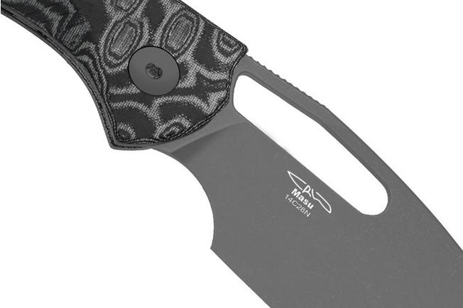 Bild für Kizer Masu V3697A2, Gray PVD 14C28N, Vortex Pattern Micarta Taschenmesser, Caleb Waldman Design