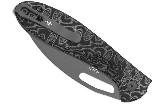 Bild für Kizer Masu V3697A2, Gray PVD 14C28N, Vortex Pattern Micarta Taschenmesser, Caleb Waldman Design