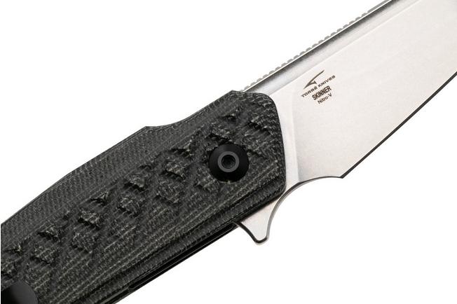 Afbeelding voor Kizer Skinner V3725A2, Stonewashed Nitro-V, Black Micarta zakmes, Maciej Torbé design