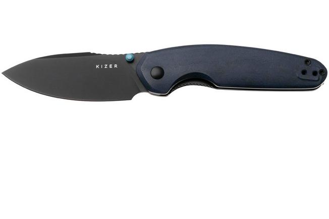 Afbeelding voor Kizer Meteora V3730A3, Black PVD Nitro-V, Blue Richlite zakmes, Evgeniy Bulychev design